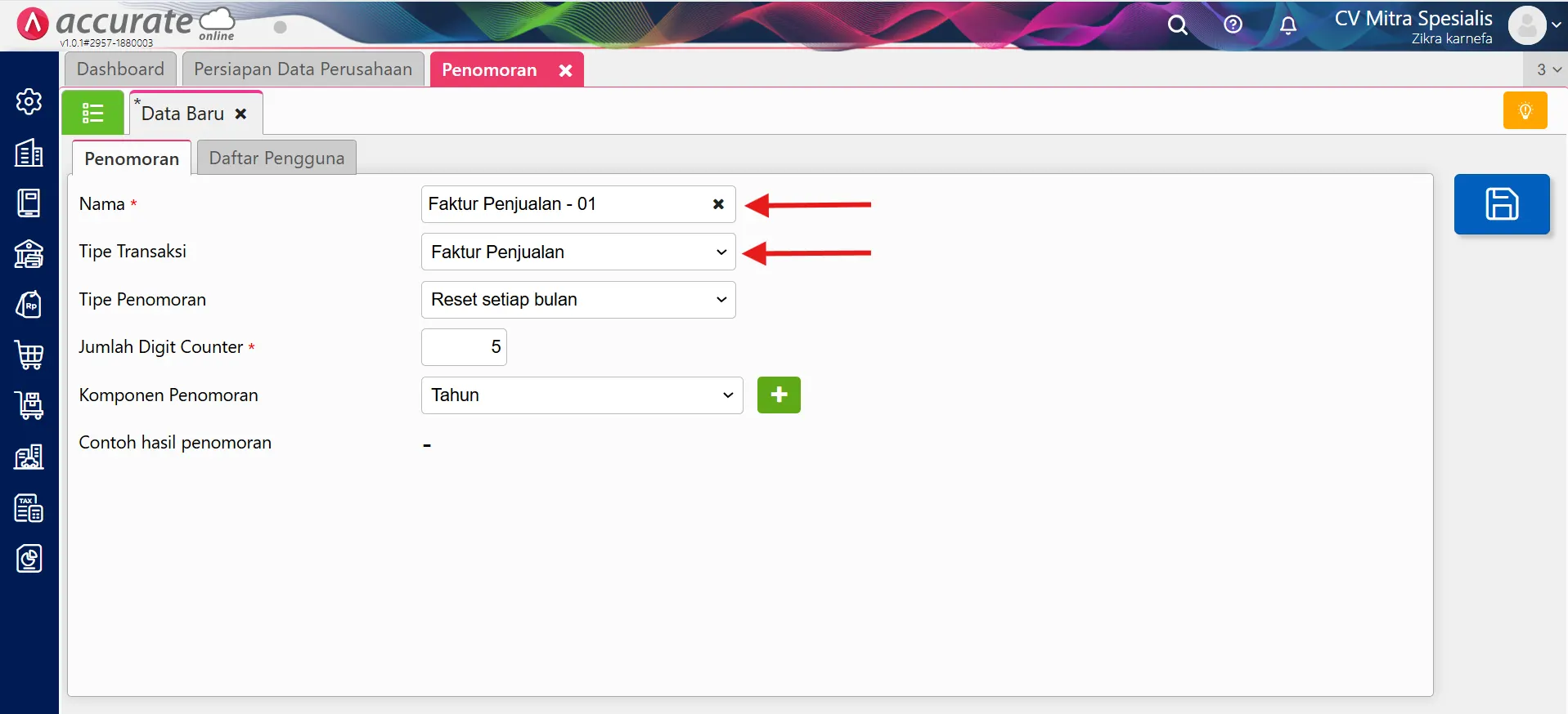 membuat penomoran otomatis